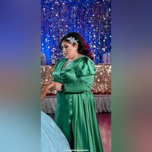 Green silk beautiful ballgown.